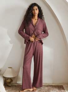 Ocili Leisure Women's Soft Fleece Collar Fluffy Pajama Set, Long Sleeve Top & Long Pants, Floral Gray Holiday Season  Cozy And Elegant Details, Fall Winter Clothes