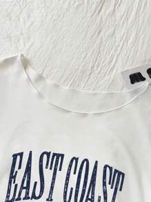 SHEIN Unity 女士字母印花短袖休闲宽松 T 恤图案 T 恤女式上衣 - 白色 - 查看 3