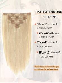 7Pcs Straight Clip In Hair Extensions 14-20" Honey Bleach Blonde Mix Human Hair Extensions Clip In Clip Ins Hair Extensions