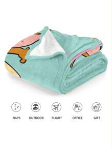 TOM & JERRY X SHEIN Cartoon Pattern Flannel Nap Blanket - 100% Polyester Plush Fleece Throw, Super Soft Multi-Use Blanket For Sofa Office Travel, Anti-Pilling Easy Care Blanket - Mauve Purple - View 5