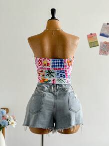 Soleia Plus Size Sun & Heart Print Summer Vacation Tube Top