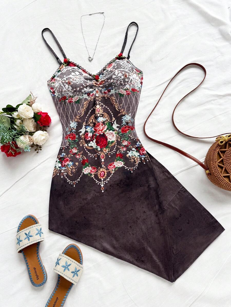 Soleia Váy dây mảnh in hoa thanh lịch dành cho nữ - Nhiều màu - Xem 1