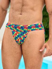 Manfinity Swimmode Quần short dệt kim khoét lỗ nhiều màu sắc đi biển dành cho nam - Nhiều màu - Xem 1