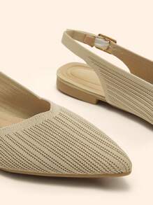 CUCCOO BASICS Women's Princess-Style Pointed Toe Breathable Sandals, Fashion Versatile Soft Flat Slip-On Shoes - Apricot - View 3