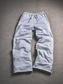 Manfinity EMRG 男士街头学院风 INS 搭配高街休闲字母刺绣灰色运动裤街头服饰