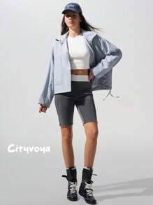 Fluxe Chaqueta de manga larga, unicolor, con bolsillo delantero y abotonada, casual y versátil