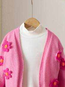 LMoss Kids LMoss 女童休闲碎花开衫，秋冬季，秋季毛衣，女童秋季服装 - 白色 - 查看 5