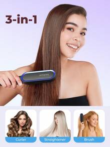 Teckwe 热风刷和直发梳，省时省力 - 黑色 - 查看 3