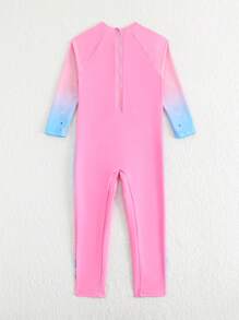 Sparklyn Young Girls Mermaid Print One-Piece Swimsuit With Long Sleeve & Pant, Beach Holiday - Multicolor - View 2