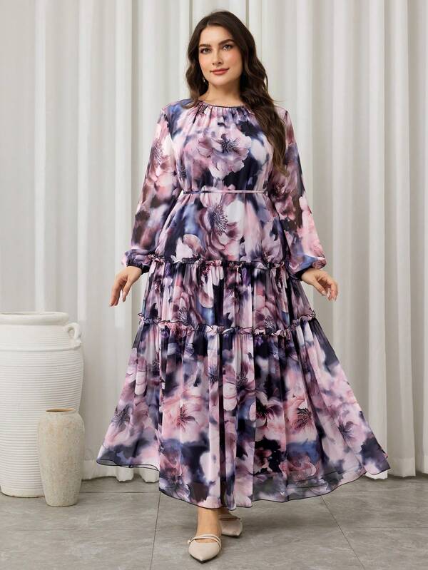 Graceveil Vestido holgado, cómodo y elegante de talla grande para mujer con estampado de gasa