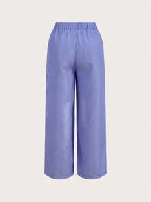 Sweetra 2pcs Plus Size Women Casual Striped Camisole Top + Wide Leg Pants Set, Relaxed Fit, Flattering, Summer