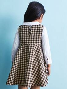 SHEIN Young Girls Casual Sleeveless Plaid Back To School Dress - Multicolor - View 5