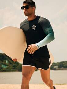 Manfinity VDAYZ Men Ombre Long Sleeve Rashguard, UV Protection Swimwear