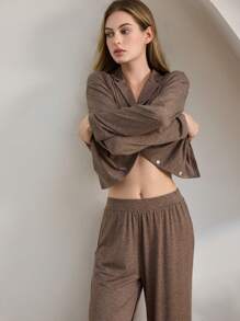 Ocili Ocili Conjunto de pijama con cuello de solapa y botones adelante