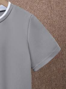 SHEIN Tween Boy Letter Patched Detail 2 In 1 Tee - Grey - View 6