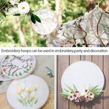 SHEIN 4pcs/Set Beige Bamboo Material DIY Embroidery Hoops, Suitable For Cross Stitch,Punch Needle, Sturdy , Can Be Decoration For Dream Catcher, Halloween & Christmas, Phone Keychain, Bag, Clothing, Hair, Desk & Car Interior