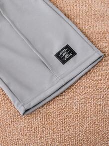 SHEIN Tween Boy Letter Patched Detail Tee & Shorts - Grey - View 6