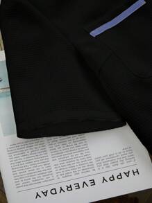 SHEIN Clasi 女式撞色短袖轻盈西装外套 - 黑色 - 查看 6