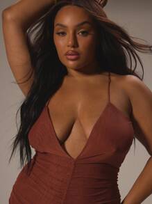 MUSERA Đầm maxi cỡ lớn cổ chữ V xẻ sâu, xếp ly, thanh lịch, sang trọng, thích hợp cho kỳ nghỉ, lãng mạn, câu lạc bộ, gợi cảm, tiệc tùng, sang trọng, đầm dài, kỳ nghỉ hè, lễ tốt nghiệp, dạ hội. - Đỏ - Xem 5