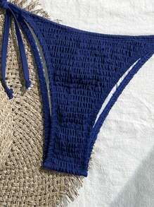 Swim Vcay Women's Summer Beach Solid Color Halter Lace-Up Sexy Bikini Set