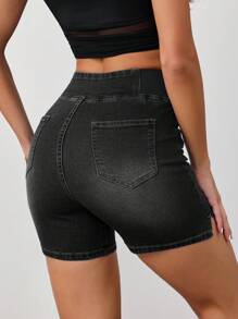 SHEIN Tall Shorts vaqueros ajustados de mujer de talle alto, azul