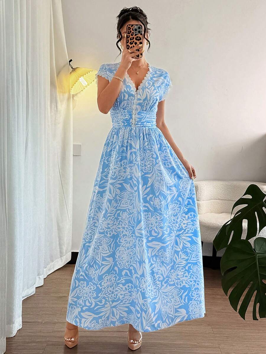 Elenzga 2pcs/Set Women Summer Casual Middle Eastern Style Maxi V-Neck Capelet Set | ChicGrl main image 1