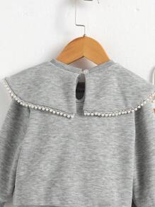 SHEIN Playful Pals 女婴婴幼儿0-3岁秋冬简约高领长袖卫衣+裤子两件套服装，碎花灰色 - 灰色 - 查看 6