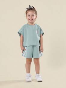 SUMWON Future Icon Boxy Crop Top And Shorts Co-Ord Set Girls Athletic Two Piece Outfit Sporty Summer Kids Wear - Green - View 7