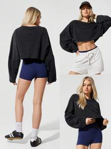 GLOWMODE Glow For It Soft Comfy Cropped Sweatshirt Yoga Pilates Studio Gym Daily Active Casual Wear