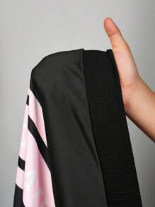 Slaydiva Áo khoác bóng chày in chữ màu tương phản dài tay hở phía trước cho nữ - Nhiều màu - Xem 9