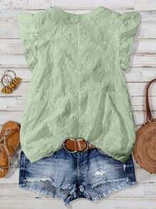 Linhara Plus Size Women Casual Elegant Versatile Blouse - Green - View 2