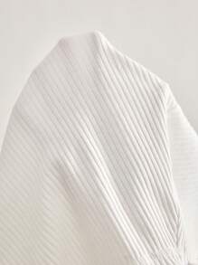 Ocili Áo ngủ nữ cổ chữ U đơn giản, mềm mại, thoải mái, chất liệu 100% cotton, viền bèo nhún, nút vỏ, đồ mặc ở nhà - trắng - Xem 7