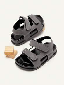 Cozy Pixies 1 Pair Toddler Boys/Infants Casual Hook And Loop All-Match Fashion Versatile Soft Bottom Flat Sandals, Summer - Grey - View 6