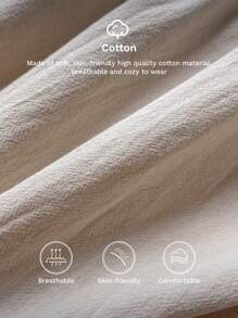 Easowa 不对称肩部系带结饰撞色边褶饰喇叭形下摆棉质休闲海滩中长连衣裙，优雅街头服饰，春夏 - 杏色 - 查看 7