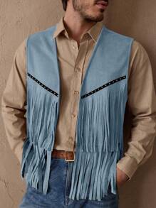 HIMLAND Chaqueta de vestir informal ajustada de color amarillo apagado para hombre, para otoño e invierno - Neblina azul - Ver 5