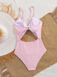 Women's One-Piece Swimsuit With Ruffled Trim, Sexy & Suitable For Beach Vacation, Summer - Pink - View 2