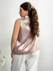 SHEIN Privé Plus Size Women'S Elegant Sleeveless Blouse - Khaki - View 2