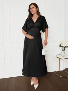 MaterniWear MaterniChic 女士优雅飘逸连衣裙，半正式连衣裙，黑色宽松连衣裙