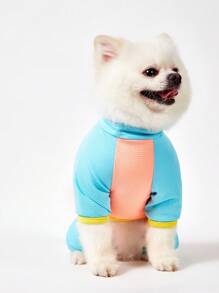 PETSIN 橙色休闲透气宠物夏季连体衣，带有 IAMDOGRUNER 图案，轻质，网眼面料，适合户外散步，春夏季 - 橘色 - 查看 2