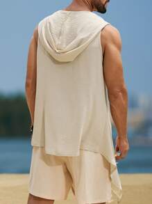 Manfinity RSRT 男士纯色连帽宽松长款背心，度假装