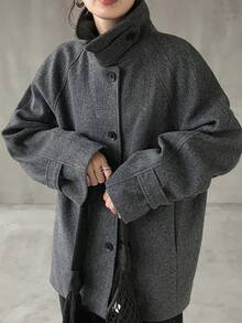 FRIFUL 女士常规纯色夹克，秋季女式外套 - 深灰色 - 查看 8
