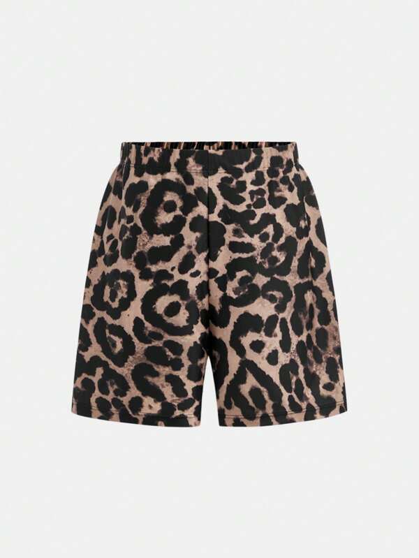 SHEIN Set de erupții cu aripioare și pantaloni scurți de baie cu model pânză de păianjen pentru băieți, ținută casual pentru plajă/piscină