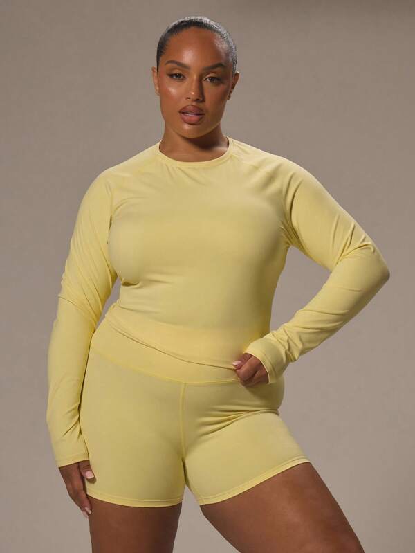 MUSERA Top de sport ajusté à manches longues grande taille, basiques de sport décontractés, entraînement en salle