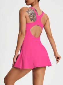 CourtClass Women's Sleeveless Solid Sports Dress, Fashionable For Summer