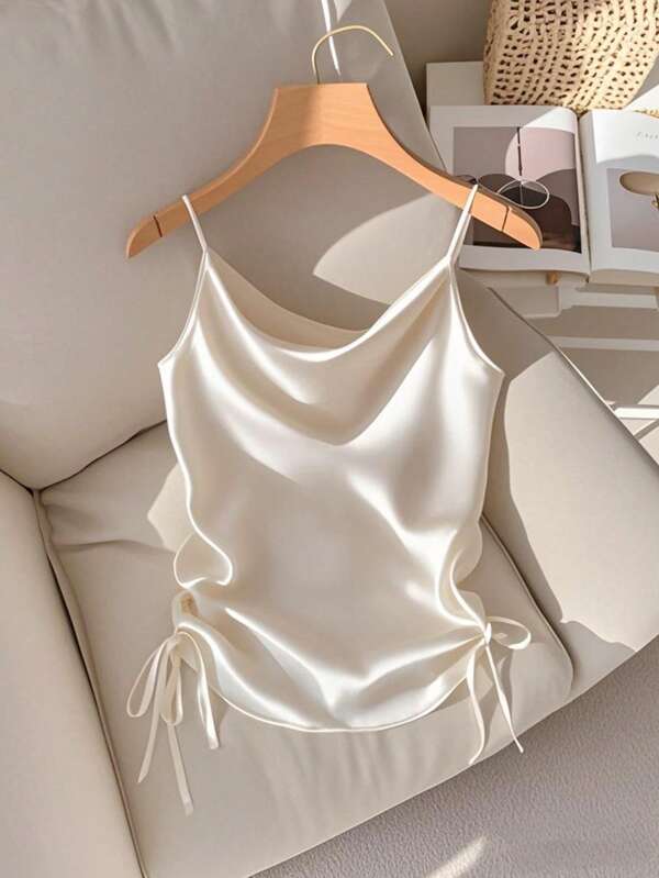 Franclia Top de tirantes informal de unicolor romántico para mujer