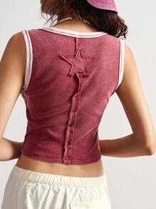 Bohemela 针织撞色方领修身短款女式背心