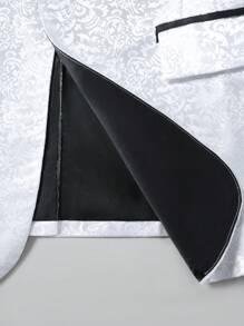 Manfinity Bizformal Men's Party Occasion Jacquard Shawl Collar Long Sleeve Suit Jacket, Old Money Style - White - View 9