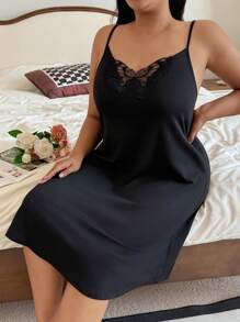 SHEIN Camisón informal de mujer sin mangas, con espalda abierta, bordado de mariposa de encaje y diseño sexy