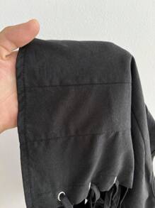 SHEIN Unity Camisa sin mangas con botones y ojales, de unicolor, para verano - Negro - Ver 8