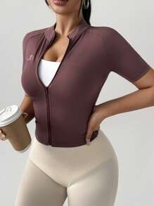 DAZY 女士修身运动短袖夹克，适合跑步和瑜伽